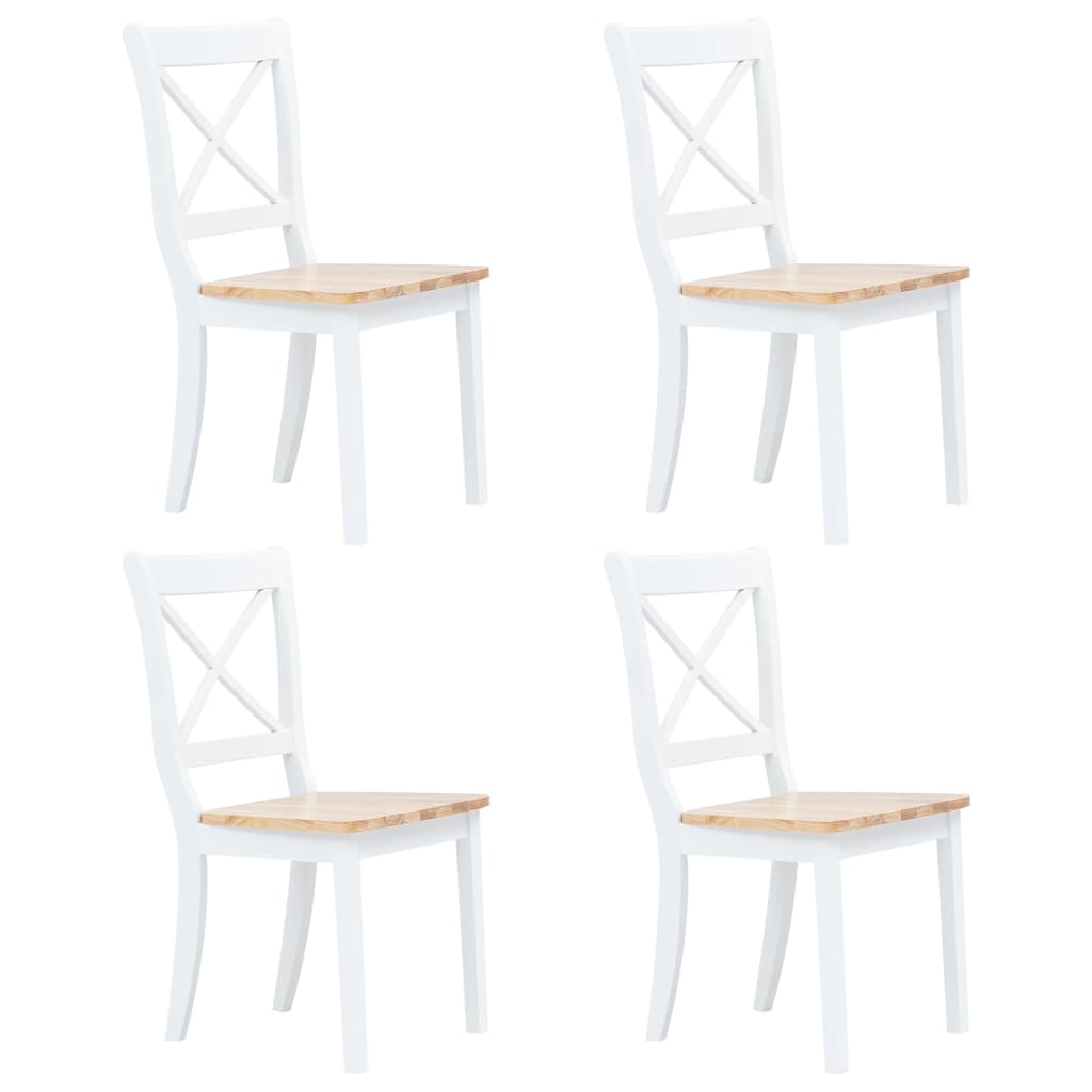 vidaXL Dining Chairs Side Chair for Dining Room 2 Pcs White Solid Wood Rubber-32