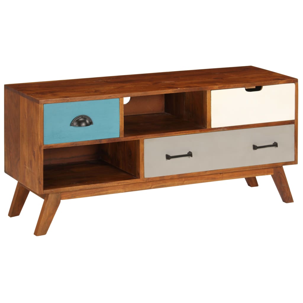 vidaXL TV Stand with 3 Drawers 43.3"x13.8"x19.7" Solid Wood Acacia-4