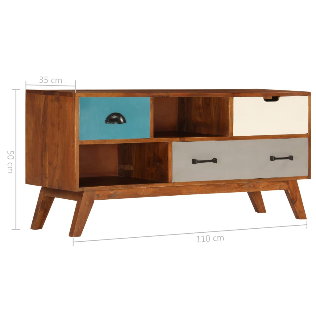 vidaXL TV Stand with 3 Drawers 43.3"x13.8"x19.7" Solid Wood Acacia-10