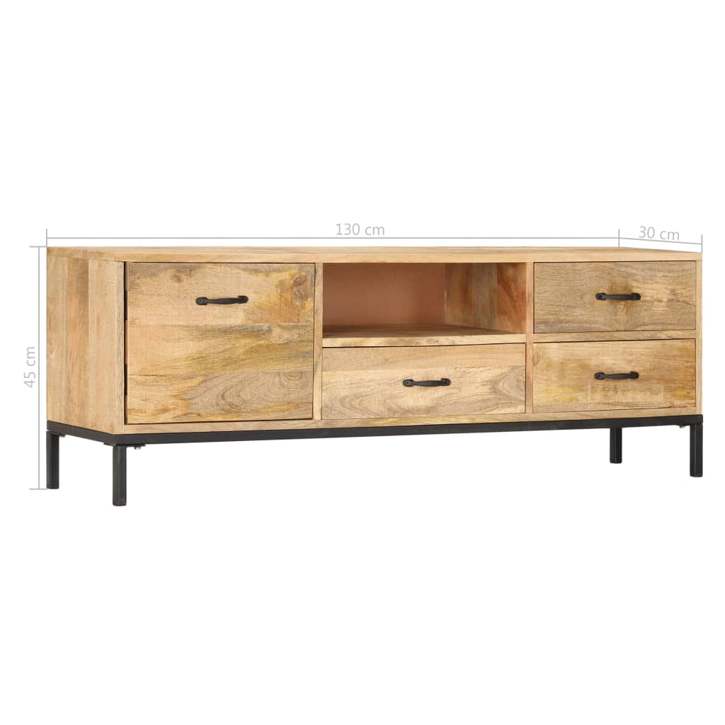 vidaXL TV Stand 51.2"x11.8"x17.7" Solid Wood Mango-9