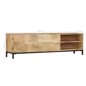 vidaXL TV Stand 57.1"x11.8"x16.1" Solid Wood Mango-9