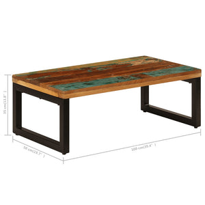 vidaXL Coffee Table 39.4"x19.7"x13.8" Solid Reclaimed Wood and Steel-8