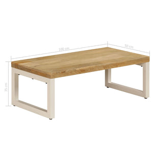 vidaXL Coffee Table 39.4"x19.7"x13.8" Solid Mango Wood and Steel-6