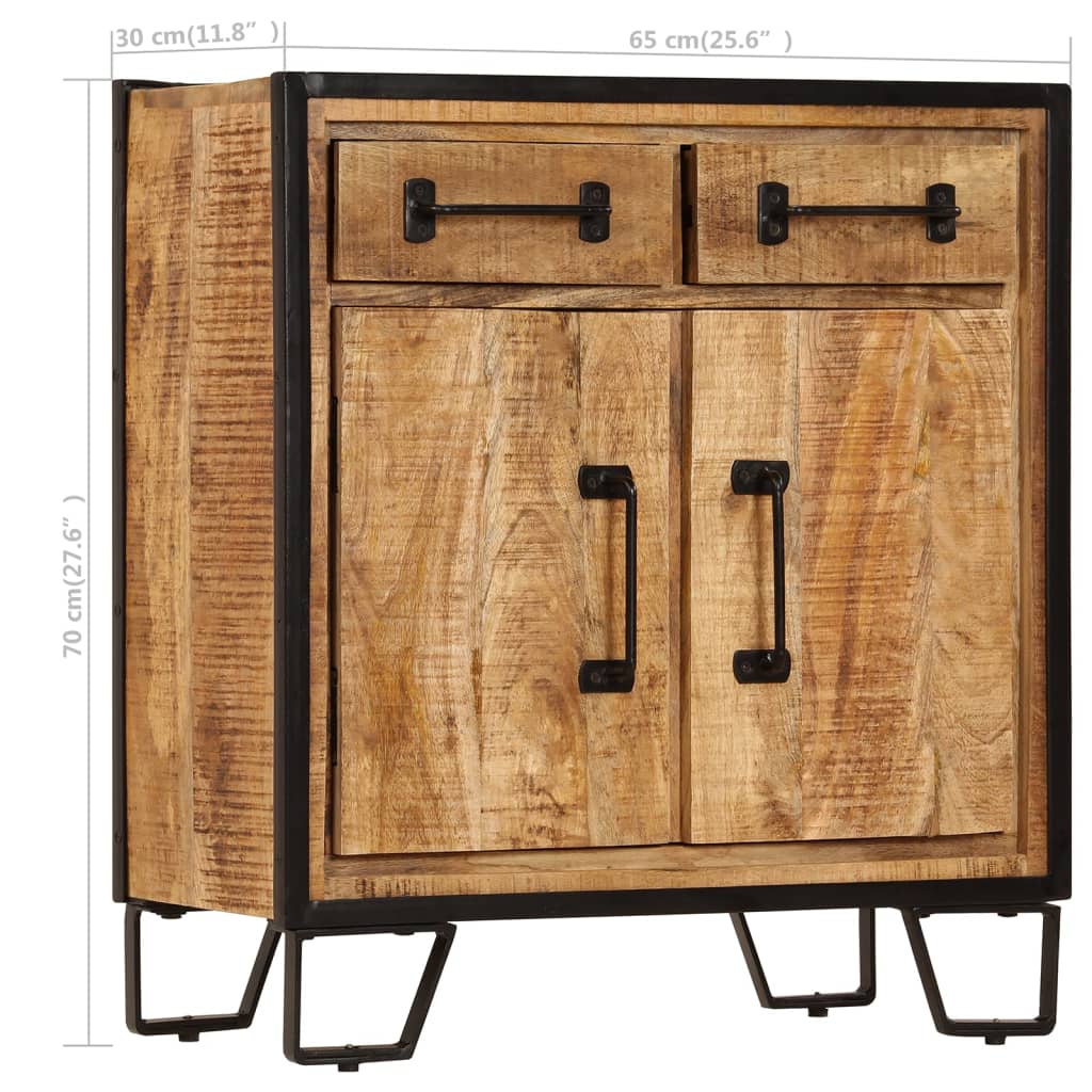 vidaXL Sideboard 25.6"x11.8"x27.6" Solid Mango Wood-12