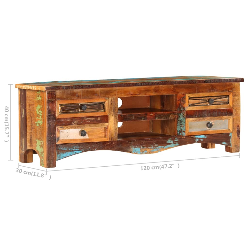 vidaXL TV Stand 47.2"x11.8"x15.7" Solid Wood Reclaimed-9