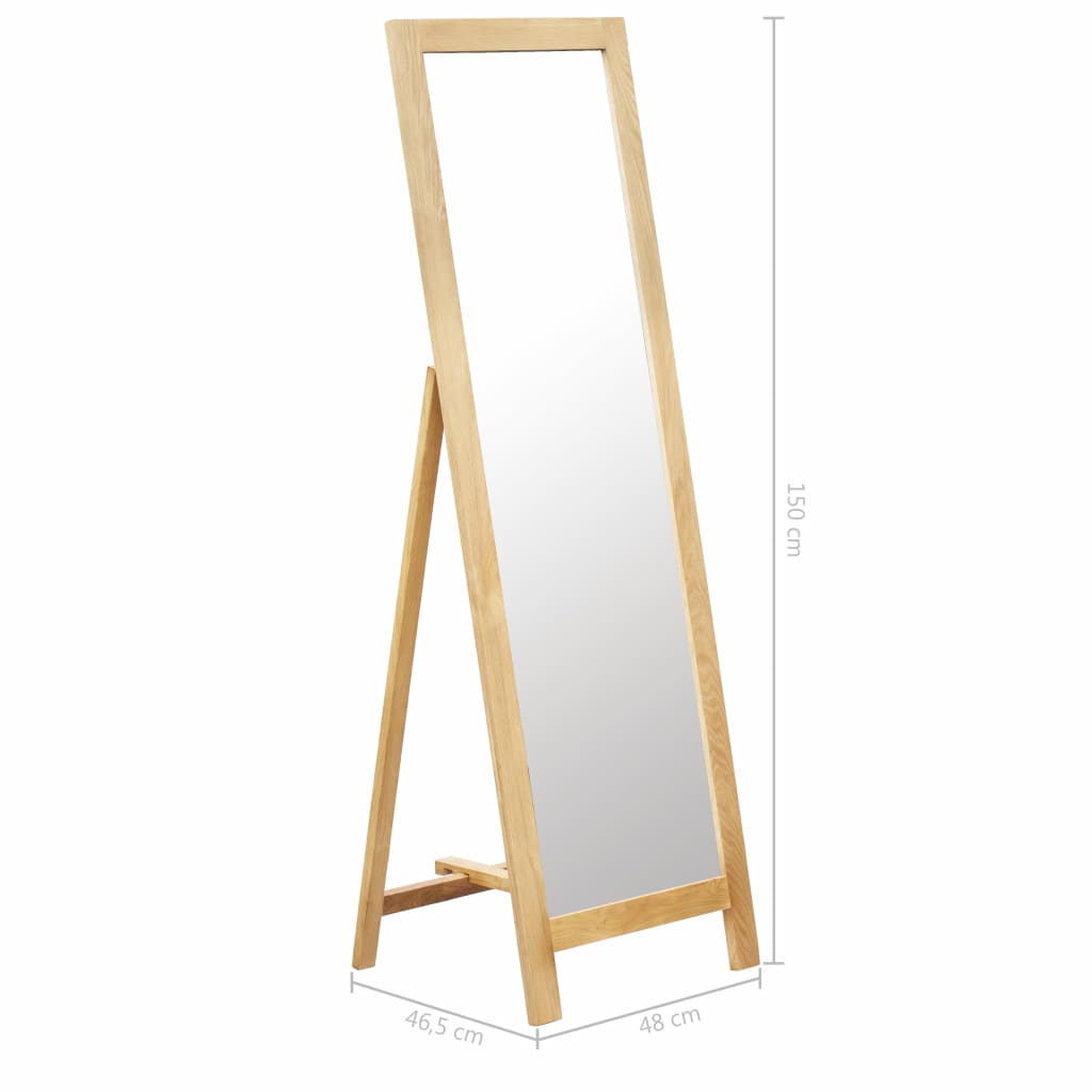 vidaXL Freestanding Mirror 18.8"x18.3"x59" Solid Oak Wood-5