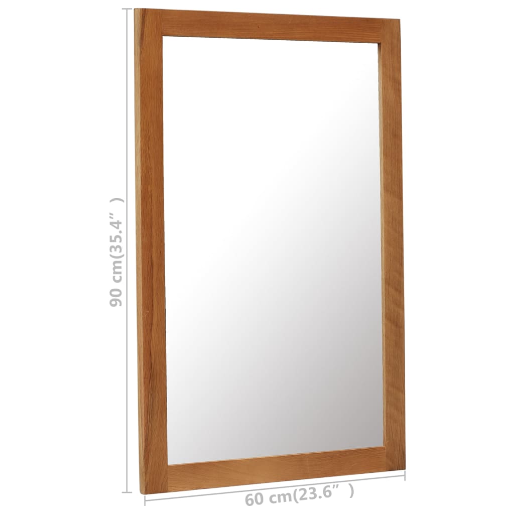 vidaXL Wall Mirror Bathroom Mirror Wardrobe Mirror for Door Solid Oak Wood-10