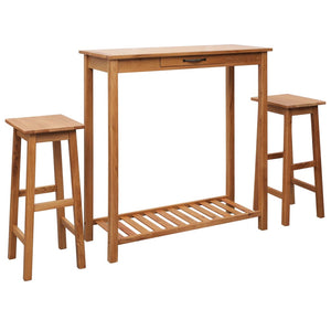 vidaXL 3 Piece Bar Set Solid Oak Wood-2