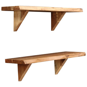 vidaXL Wall Shelves Floating Shelves Display Shelves 2 Pcs Solid Wood Acacia-14