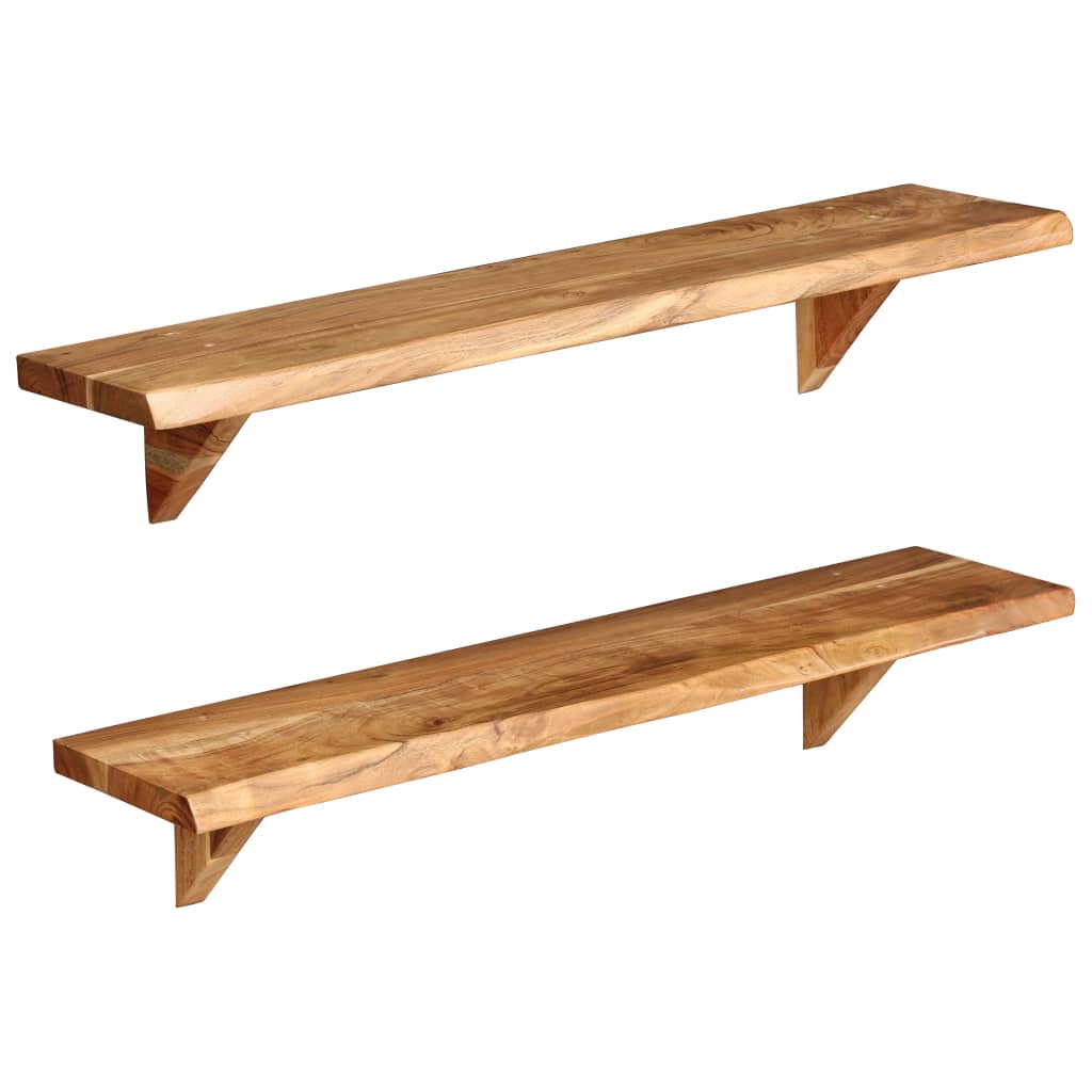 vidaXL Wall Shelves Floating Shelves Display Shelves 2 Pcs Solid Wood Acacia-0