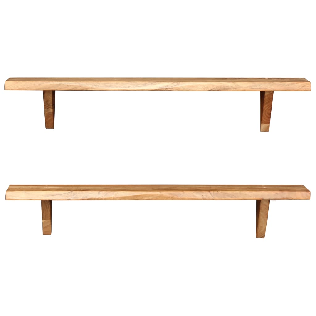 vidaXL Wall Shelves Floating Shelves Display Shelves 2 Pcs Solid Wood Acacia-6