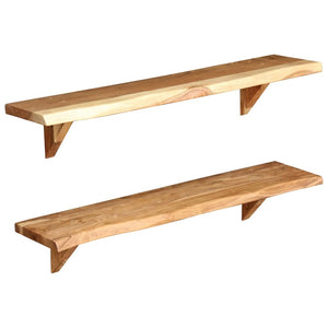 vidaXL Wall Shelves Floating Shelves Display Shelves 2 Pcs Solid Wood Acacia-18