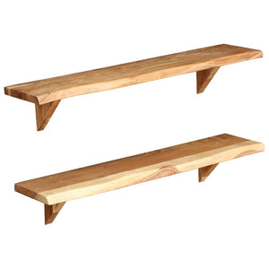 vidaXL Wall Shelves Floating Shelves Display Shelves 2 Pcs Solid Wood Acacia-21