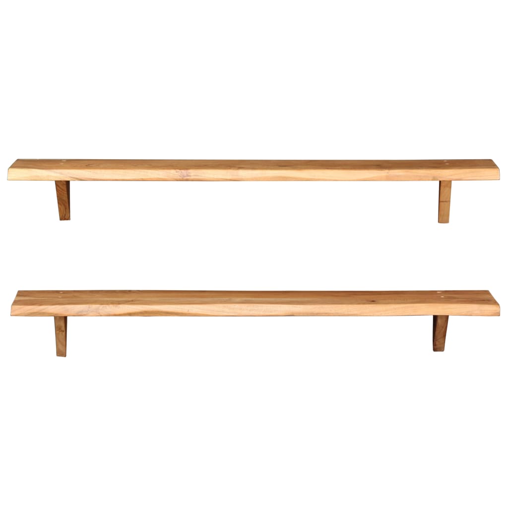 vidaXL Wall Shelves Floating Shelves Display Shelves 2 Pcs Solid Wood Acacia-4