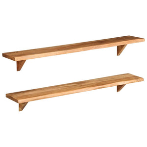 vidaXL Wall Shelves Floating Shelves Display Shelves 2 Pcs Solid Wood Acacia-16