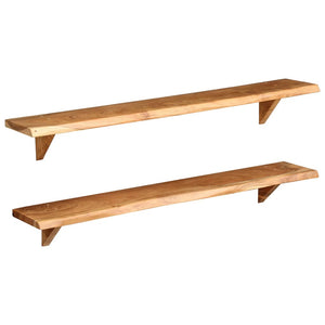 vidaXL Wall Shelves Floating Shelves Display Shelves 2 Pcs Solid Wood Acacia-19