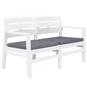 vidaXL Patio Garden Bench Loveseat 2-Seater Patio Bench with Cushions Plastic-1