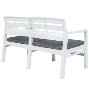 vidaXL Patio Garden Bench Loveseat 2-Seater Patio Bench with Cushions Plastic-3