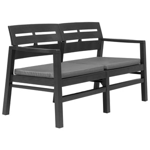 vidaXL Patio Garden Bench Loveseat 2-Seater Patio Bench with Cushions Plastic-4