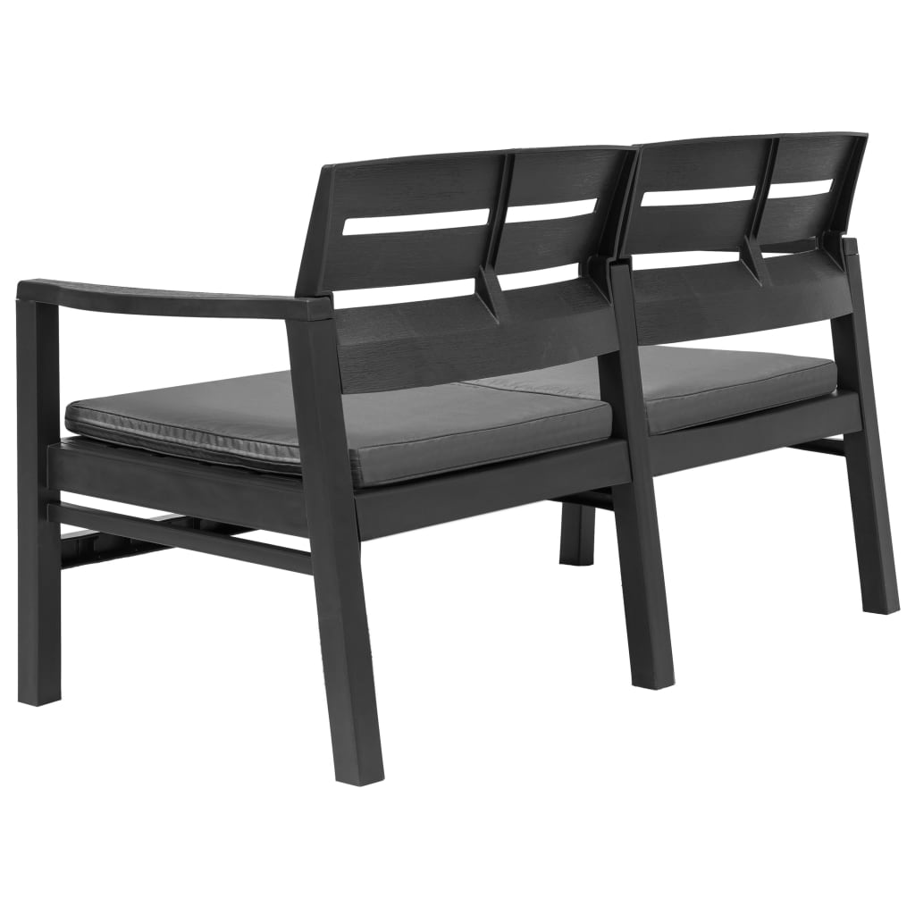 vidaXL Patio Garden Bench Loveseat 2-Seater Patio Bench with Cushions Plastic-6