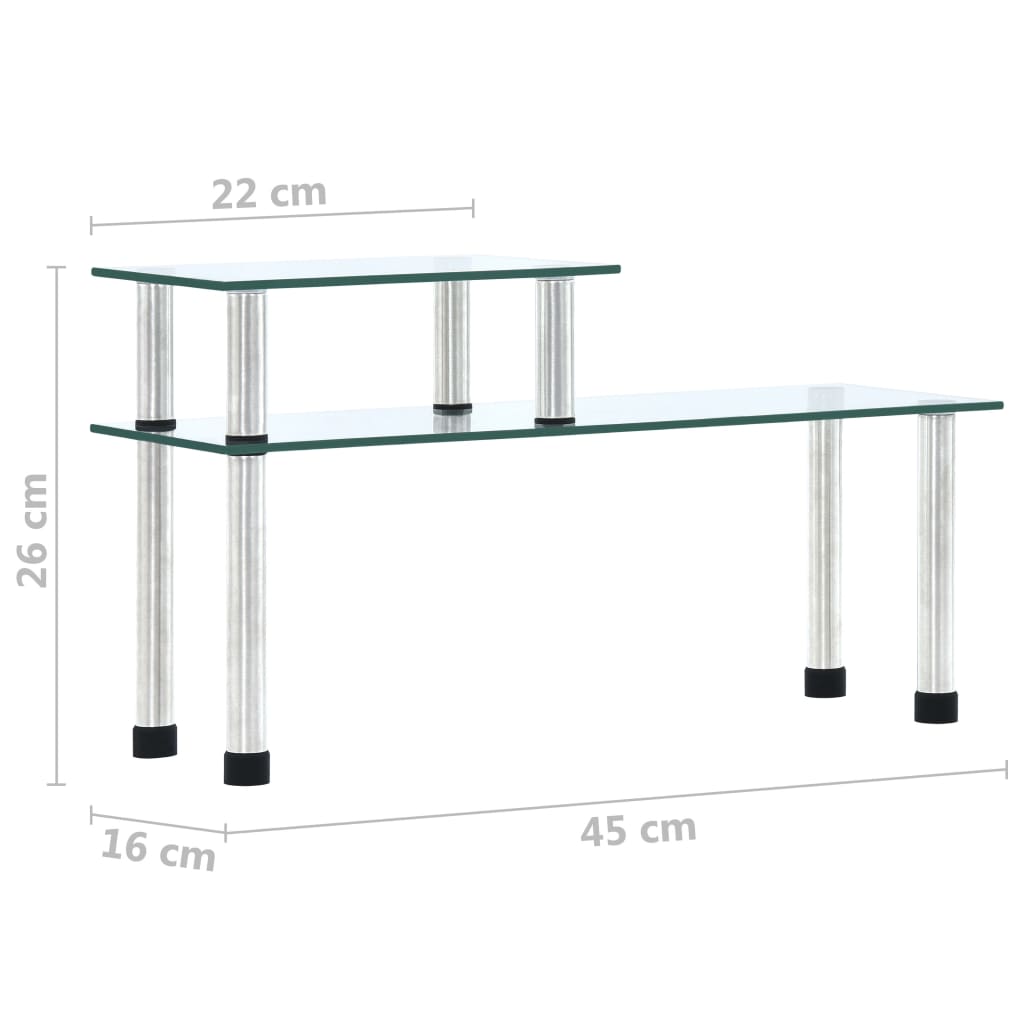 vidaXL Kitchen Shelf Transparent 17.7"x6.3"x10.2" Tempered Glass-4