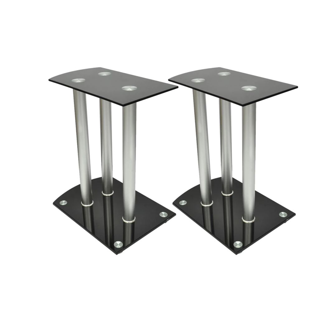 vidaXL Speaker Stand 2 Pcs Speaker Holder Floor Speaker Stand Safety Glass-4