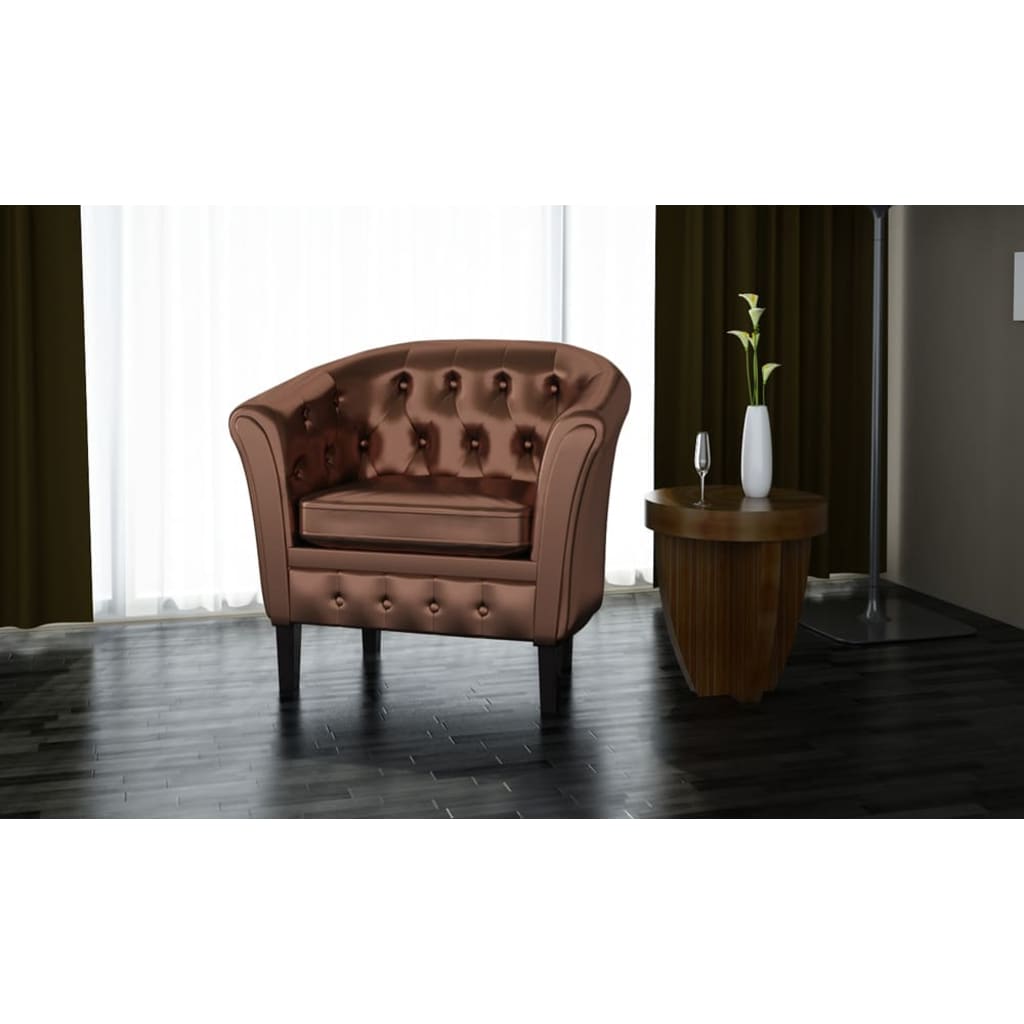 vidaXL Tub Chair Faux Leather Chesterfield Lounge Club Arm Chair Multi Colors-2