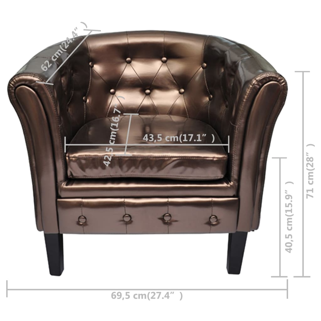 vidaXL Tub Chair Faux Leather Chesterfield Lounge Club Arm Chair Multi Colors-14