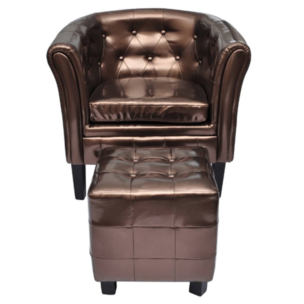 vidaXL Tub Chair with Footstool Faux Leather Lounge Arm Chair Multi Colors-0