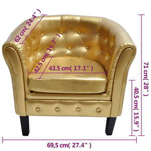 vidaXL Tub Chair Faux Leather Chesterfield Lounge Club Arm Chair Multi Colors-7