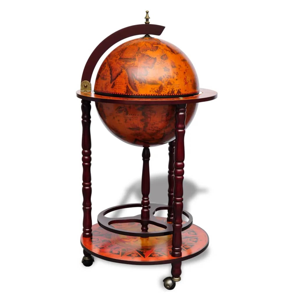 vidaXL Globe Bar Cart Globe Wine Bar Liquor Bar Cabinet Solid Eucalyptus Wood-0