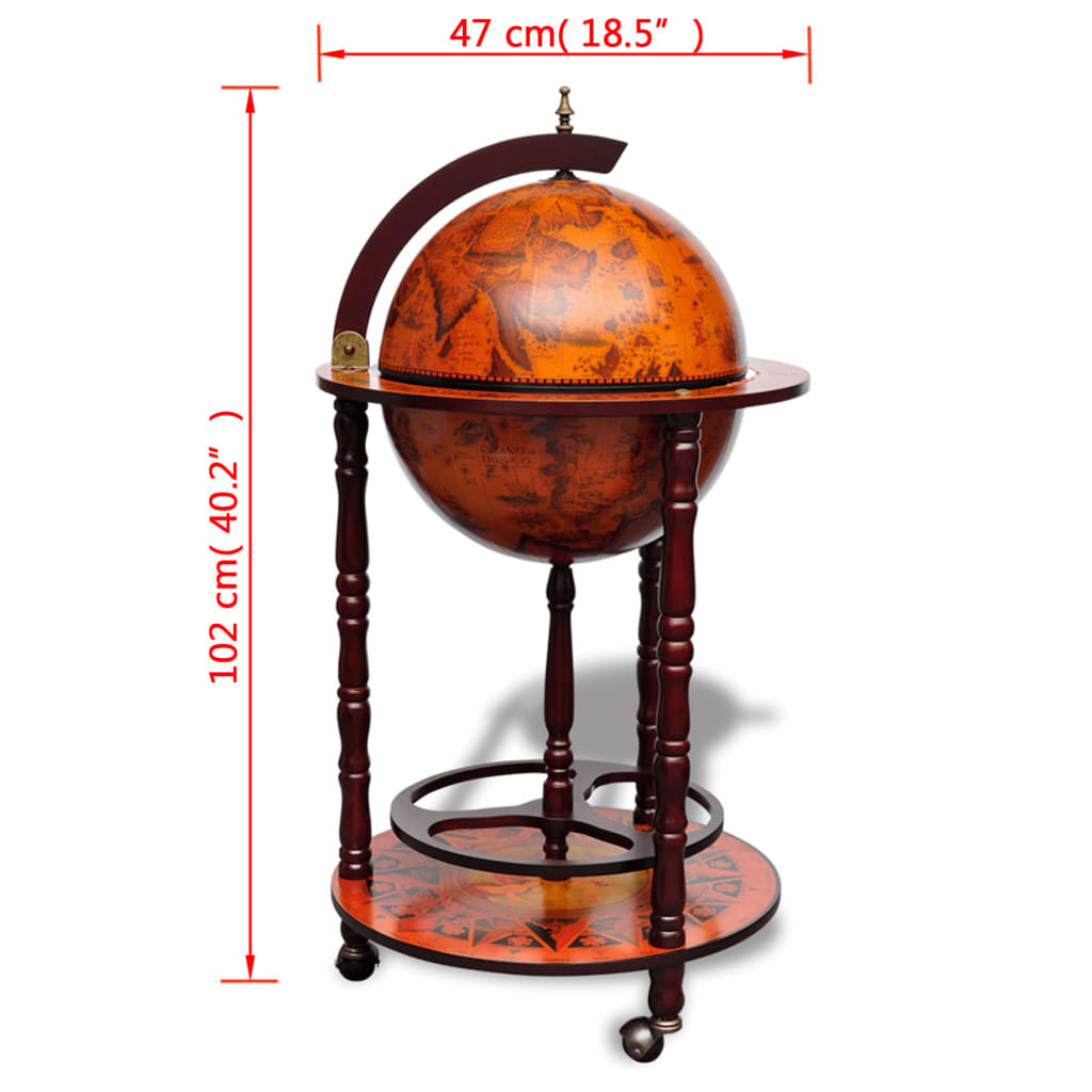 vidaXL Globe Bar Cart Globe Wine Bar Liquor Bar Cabinet Solid Eucalyptus Wood-4