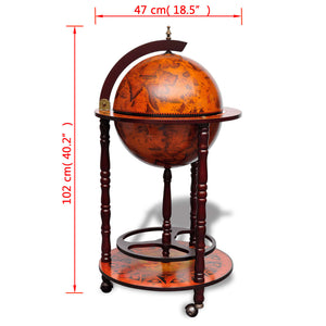 vidaXL Globe Bar Cart Globe Wine Bar Liquor Bar Cabinet Solid Eucalyptus Wood-4