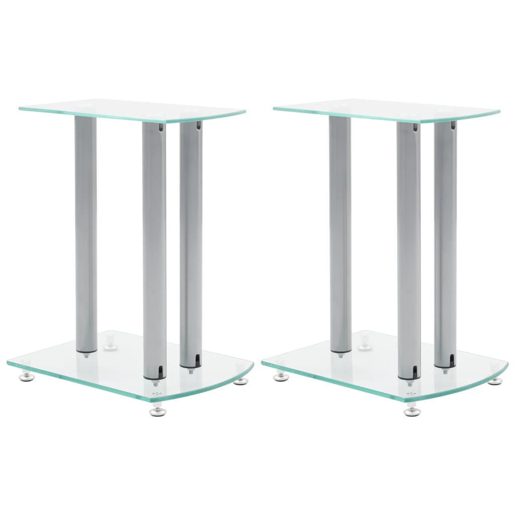 vidaXL Speaker Stand 2 Pcs Speaker Holder Floor Speaker Stand Safety Glass-1