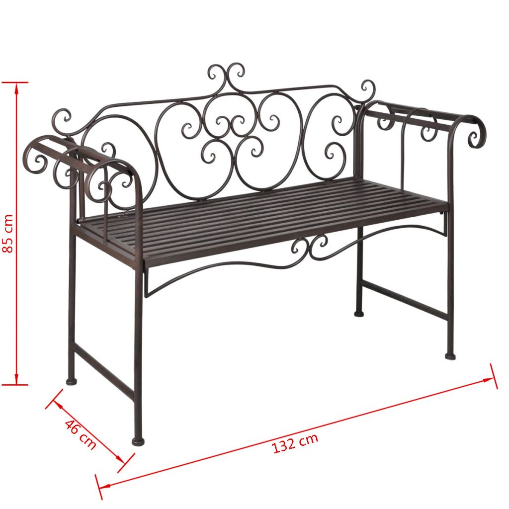 vidaXL Outdoor Patio Bench Metal Scrolling Garden Bench Chair Steel Antique-8