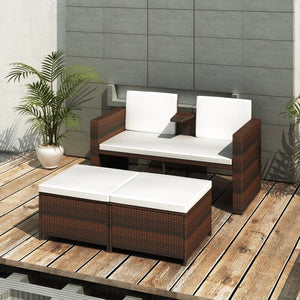 vidaXL Patio Furniture Set Outdoor 2-Seater Sofa with Footrest Poly Rattan-2