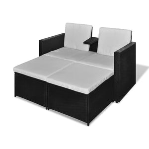 vidaXL Patio Furniture Set Outdoor 2-Seater Sofa with Footrest Poly Rattan-6