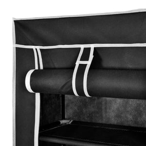 vidaXL Fabric Shoe Cabinet with Cover Shoe Rack Storage Organizer Black/Brown-8