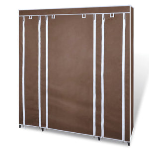 vidaXL Fabric Wardrobe with Compartments and Rods Storage Rack Black/Brown-9