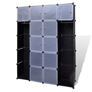 vidaXL Modular Cabinet with 14 Compartments Black and White 14.6"x57.5"x71.1"-6