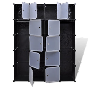 vidaXL Modular Cabinet with 14 Compartments Black and White 14.6"x57.5"x71.1"-2