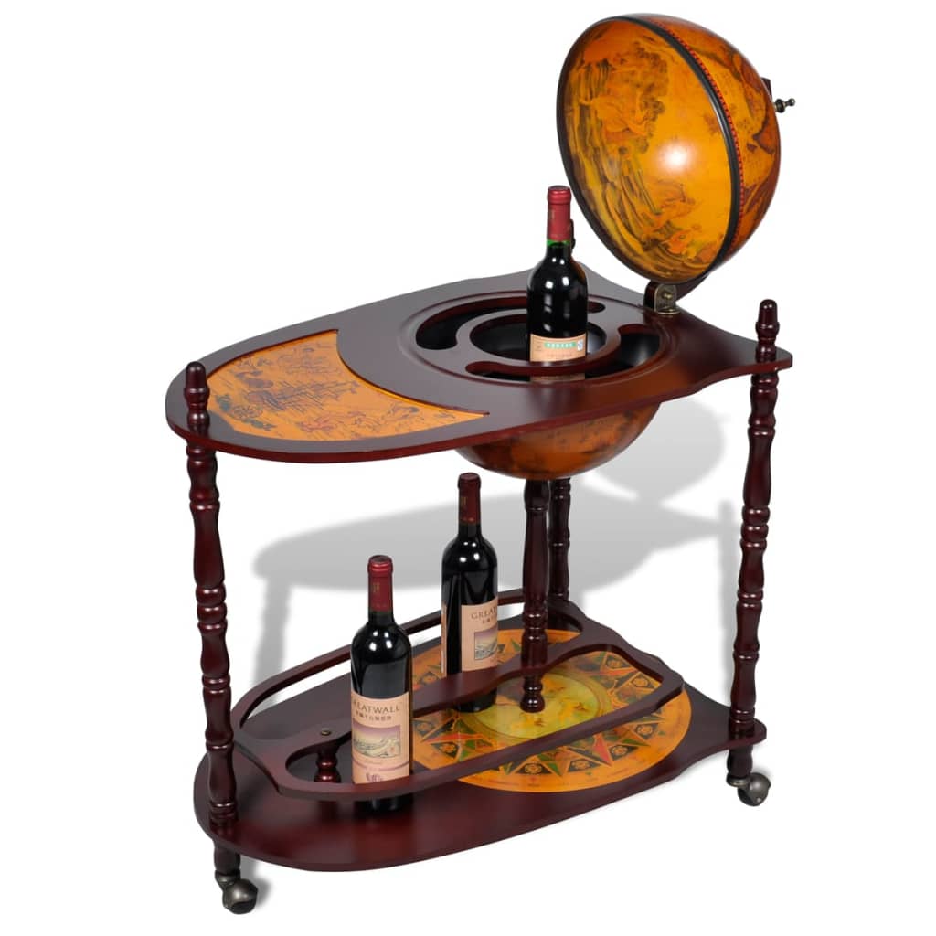 vidaXL Globe Bar Cart Globe Wine Bar Liquor Bar Cabinet Solid Eucalyptus Wood-21