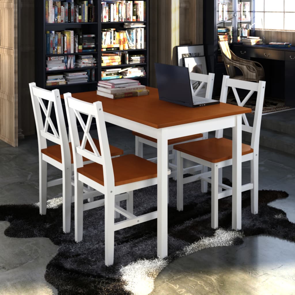 vidaXL Dining Table and Chair Kitchen Dining Set Dinner Table Chair 5 Piece-4