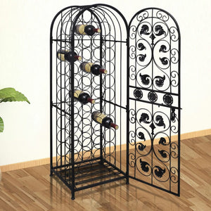 vidaXL Wine Rack Wine Bottle Holder Pantry Floor Wine Cabinet Organizer Metal-8