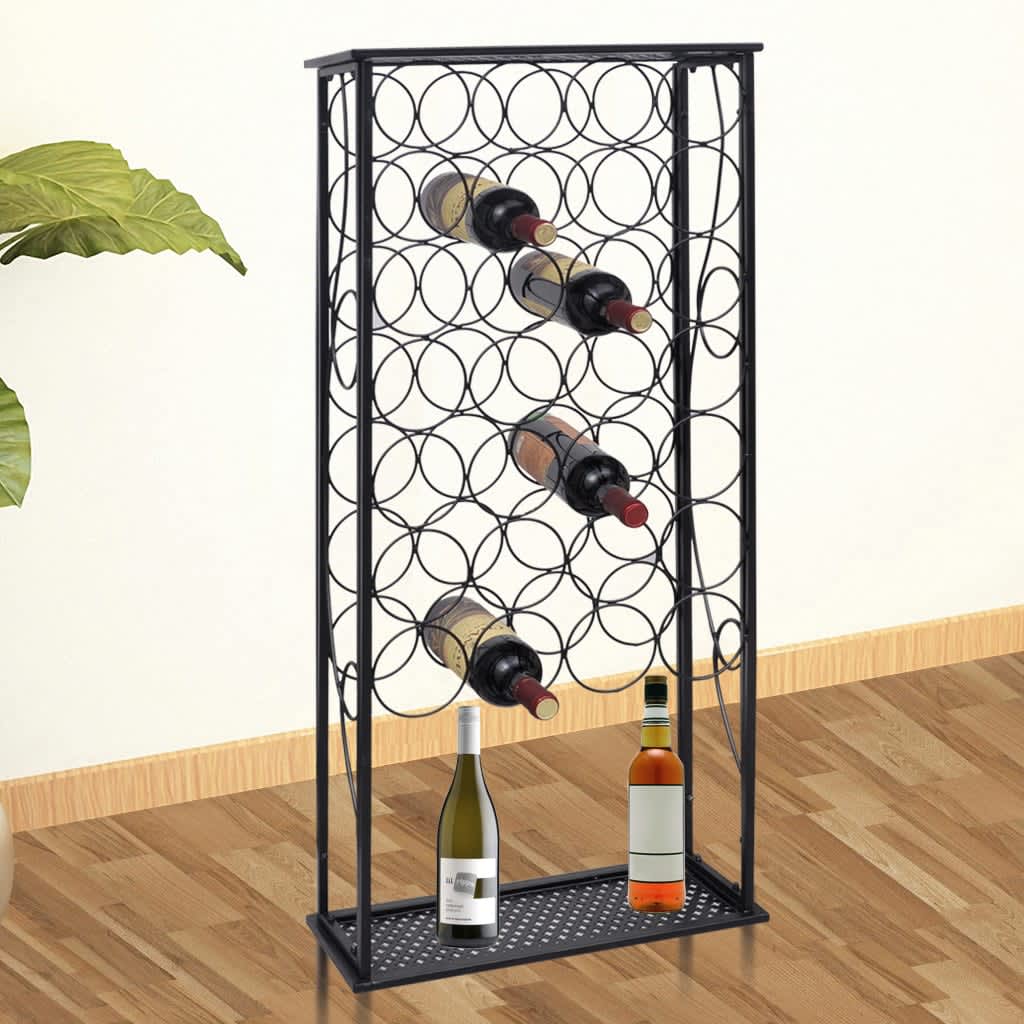 vidaXL Wine Rack Wine Bottle Holder Pantry Floor Wine Cabinet Organizer Metal-9