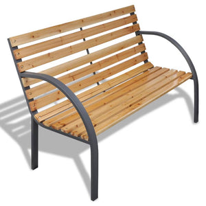 vidaXL Outdoor Patio Bench 2-Seater Bench Patio Loveseat Chair Wood and Iron-9