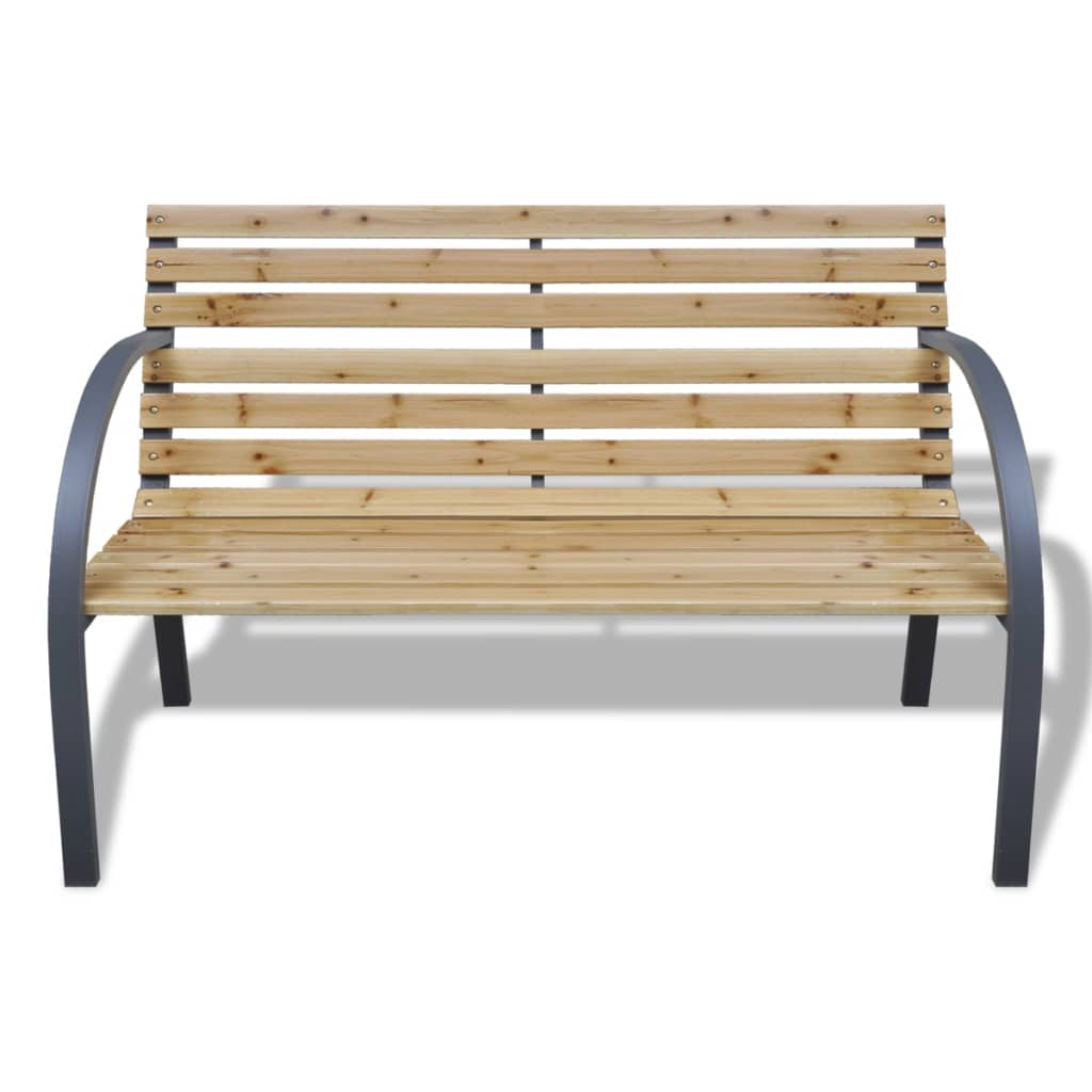 vidaXL Outdoor Patio Bench 2-Seater Bench Patio Loveseat Chair Wood and Iron-10