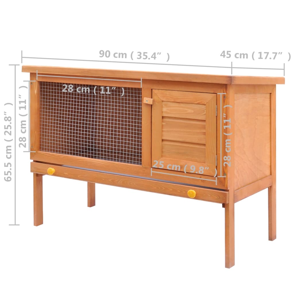vidaXL Rabbit Hutch Bunny Cage with Pull Out Tray Enclosure Solid Pine Wood-7