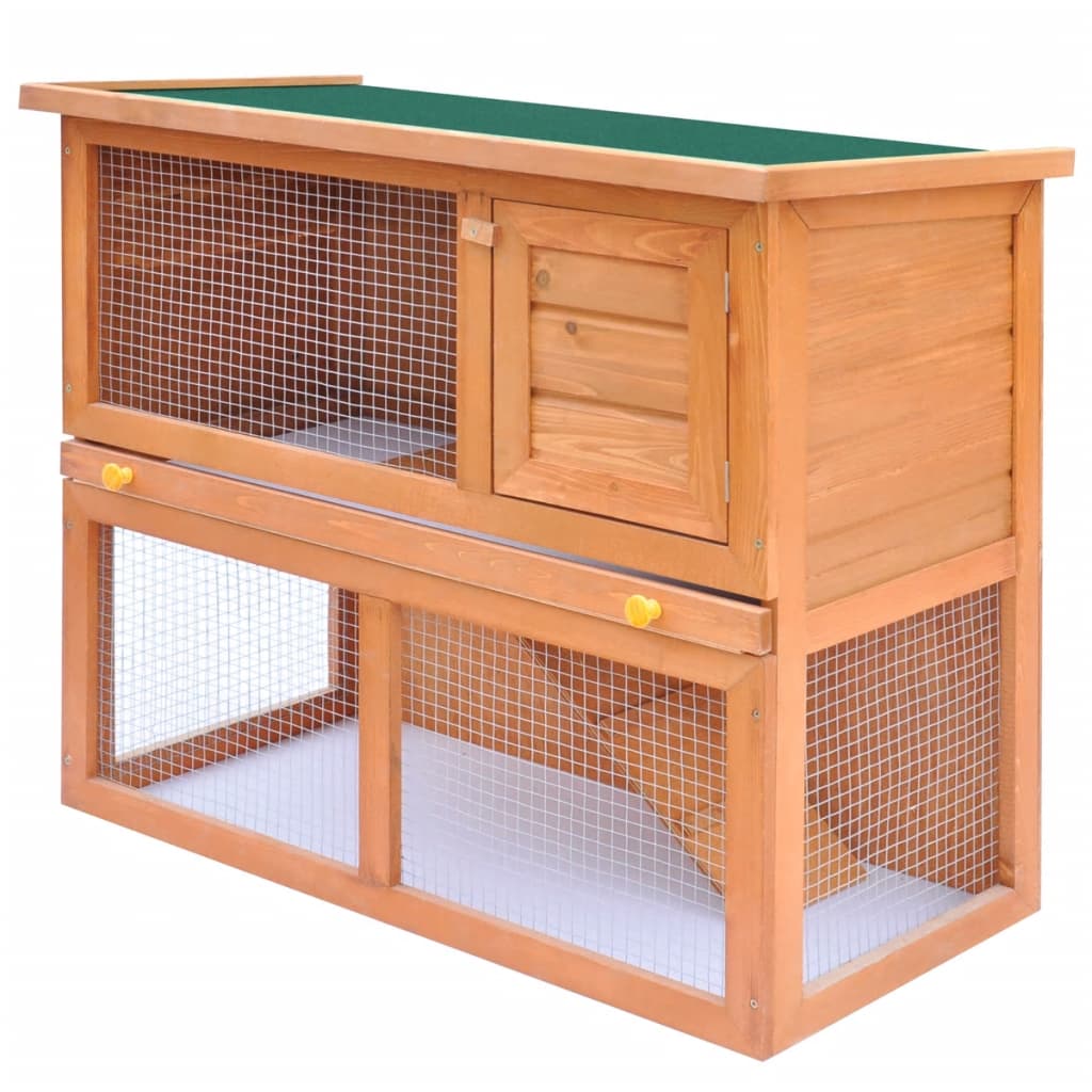 vidaXL Rabbit Hutch Bunny Cage House with Pull Out Tray Ramp Solid Pine Wood-1