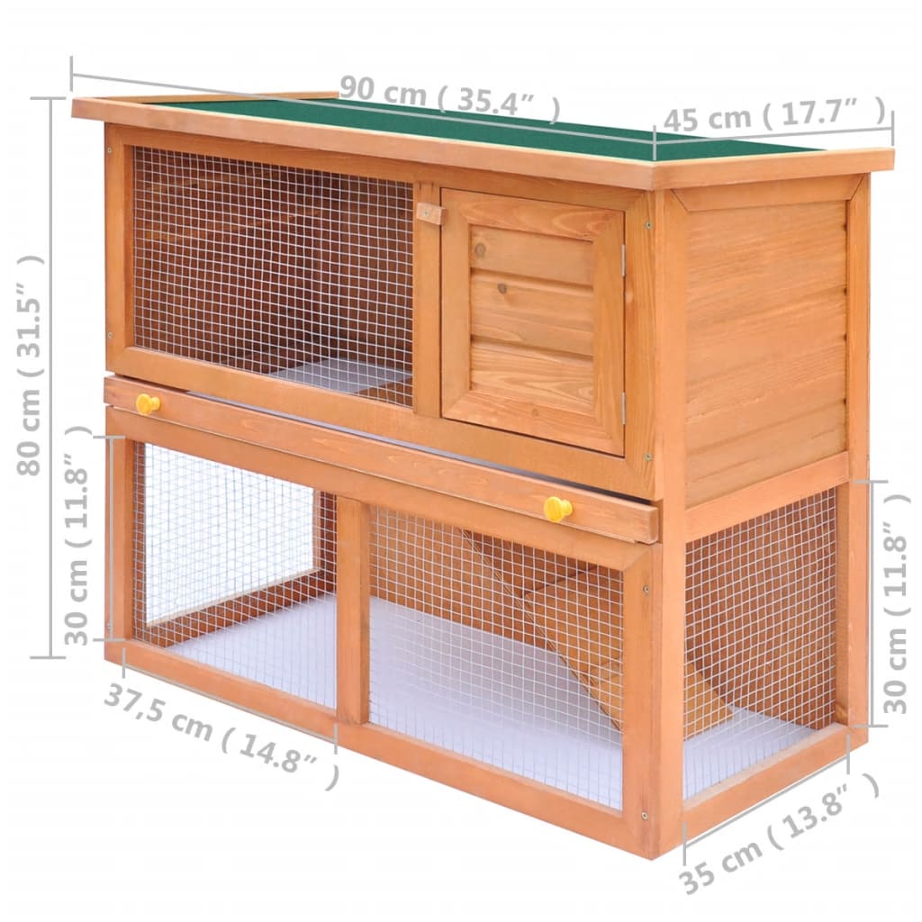 vidaXL Rabbit Hutch Bunny Cage House with Pull Out Tray Ramp Solid Pine Wood-3